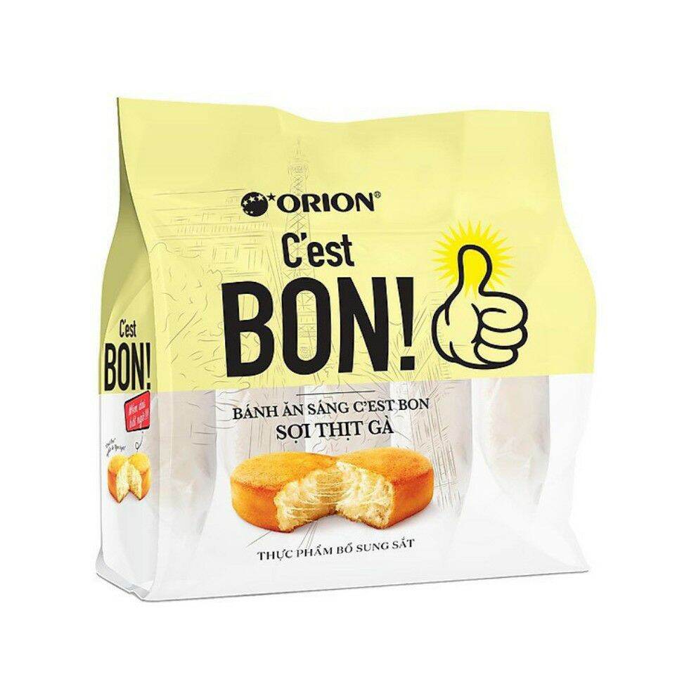 1 thùng = 10 bịch Bánh ăn sáng sợi thịt gà Cest Bon bánh bông lan Orion gói 85g