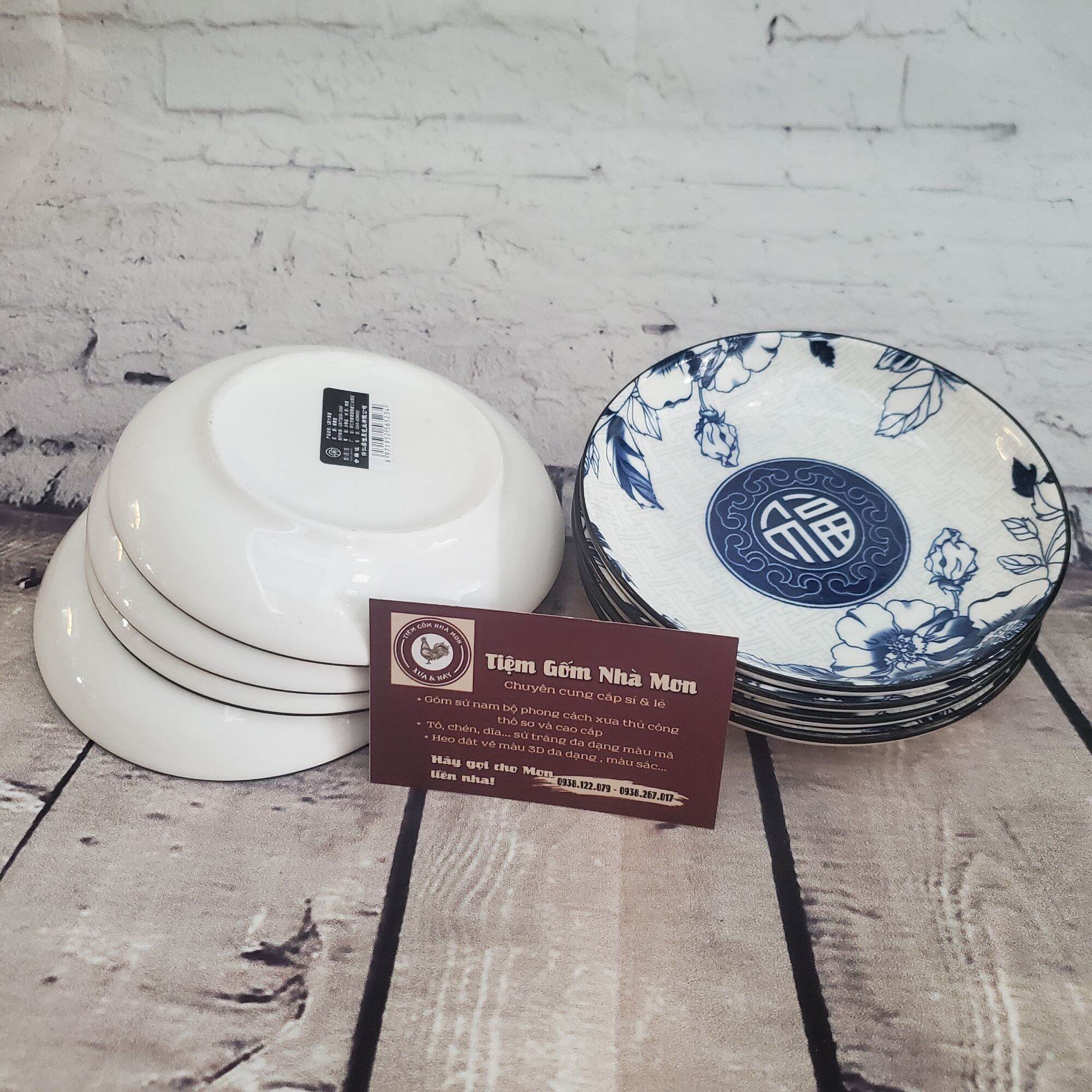 💢💥SET 2 DĨA SỨ ẢO SÂU LỒNG 18CM💥💢 (Họa tiết mộc cổ xanh)😘🌿