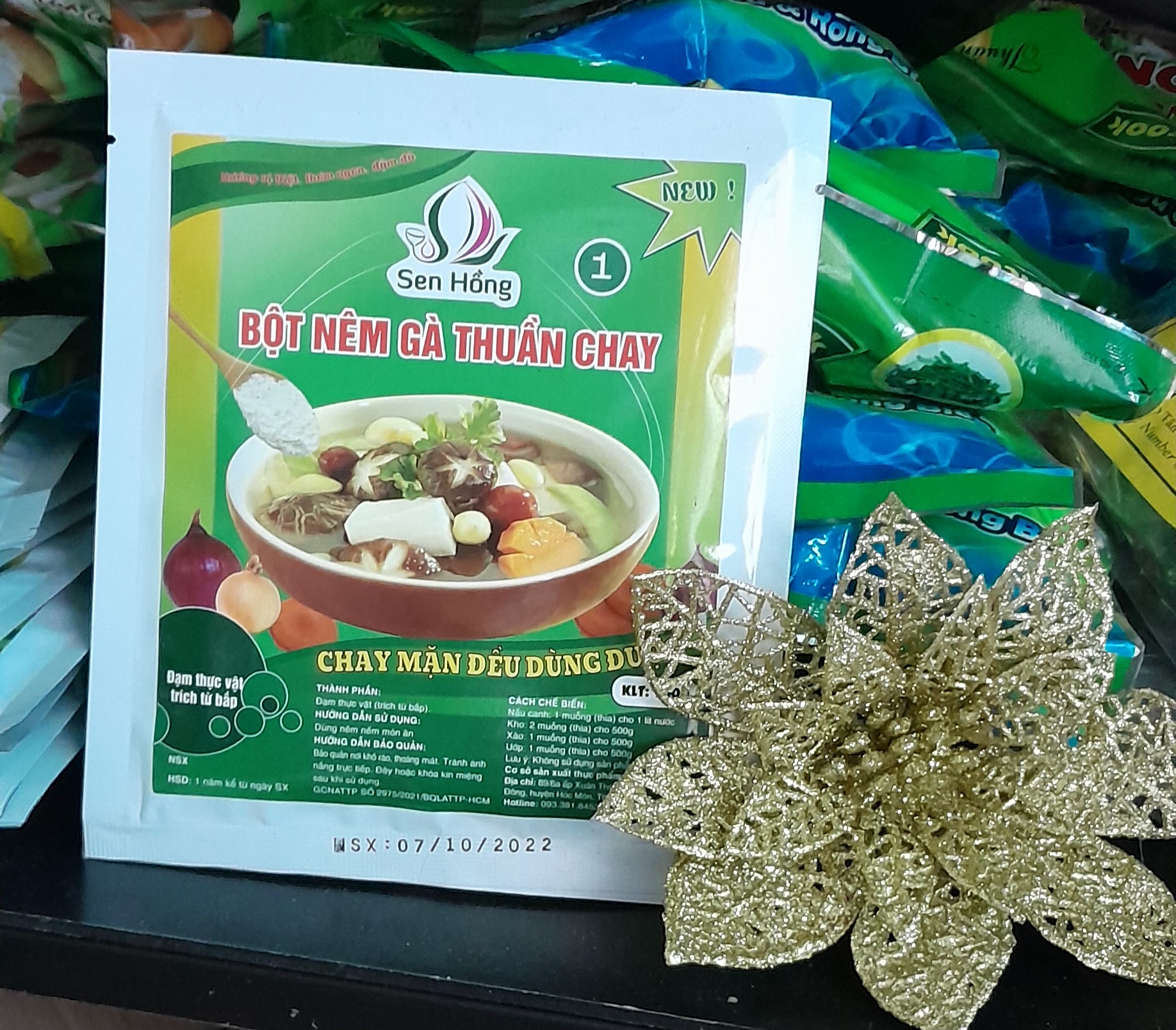 Bột nêm gà thuần chay khối lượng 100g chay mặn đều dùng được