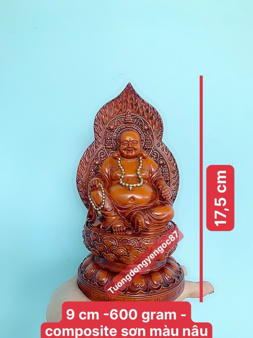 Tượng phật Di lạc nâu cao 17 cm