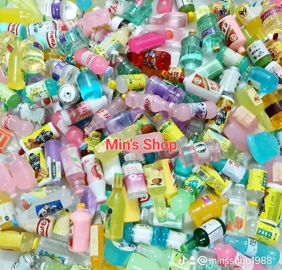 Set 100 charm hình chai nước nhiều loại dễ thương