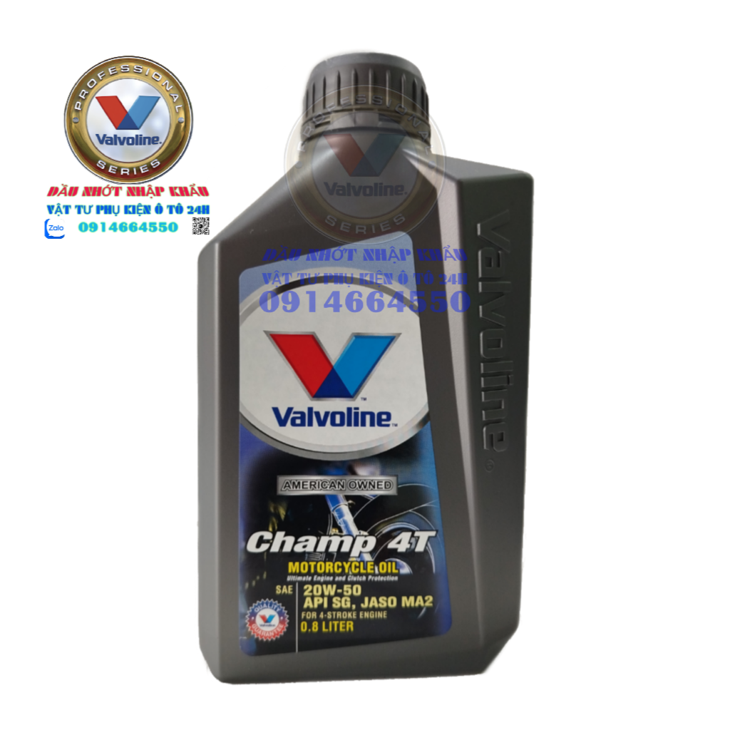 Dầu nhớt Hoa Kỳ nhập khẩu - Dầu nhớt đa cấp cho xe côn, xe số, xe ga 3000km Valvoline Champ 4T - 20W