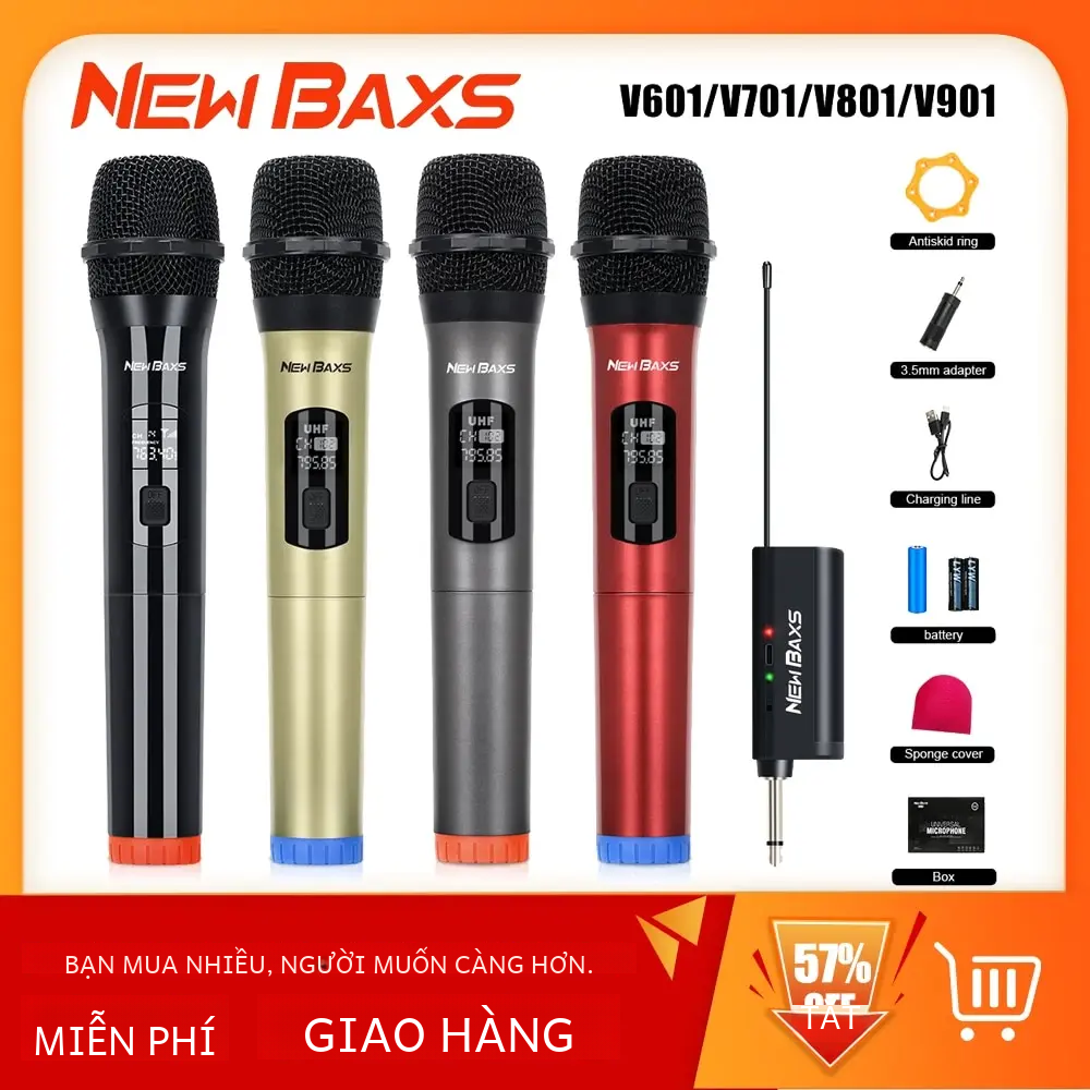 Micro Cầm Tay Năng Động Không Dây Có Đầu Thu Sạc Cho Karaoke Tiệc Cưới Câu Lạc Bộ Nhà Thờ Biểu Diễn Sân Khấu