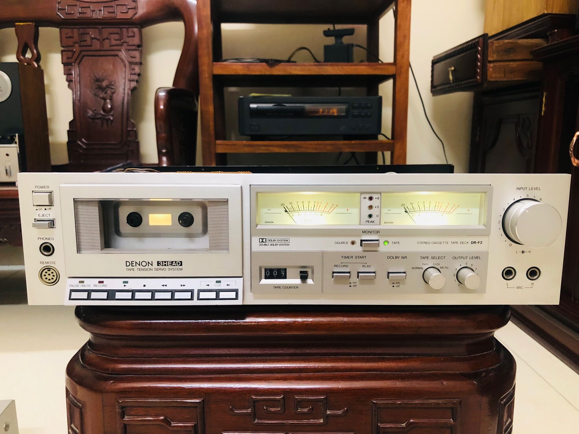 Đầu băng cassette denon dr-f2 , 3 head , đồng hồ vu