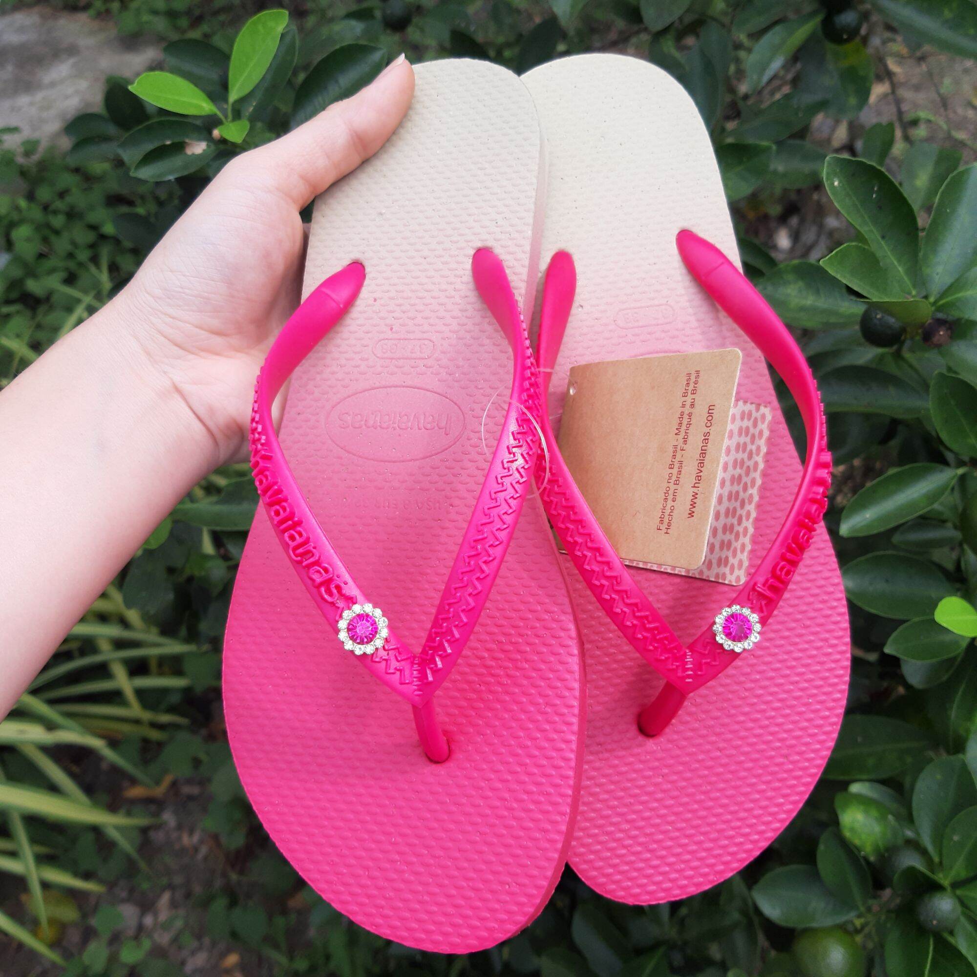 🔥freeship🔥havaianas - dép nữ ombre đính đá
