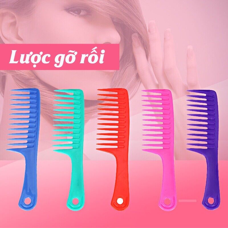 🌺 Set 5 Cái Lược RĂNG THƯA ĐẠI, Cho Tóc UỐN, tóc Rối (Dài 24*6cm)