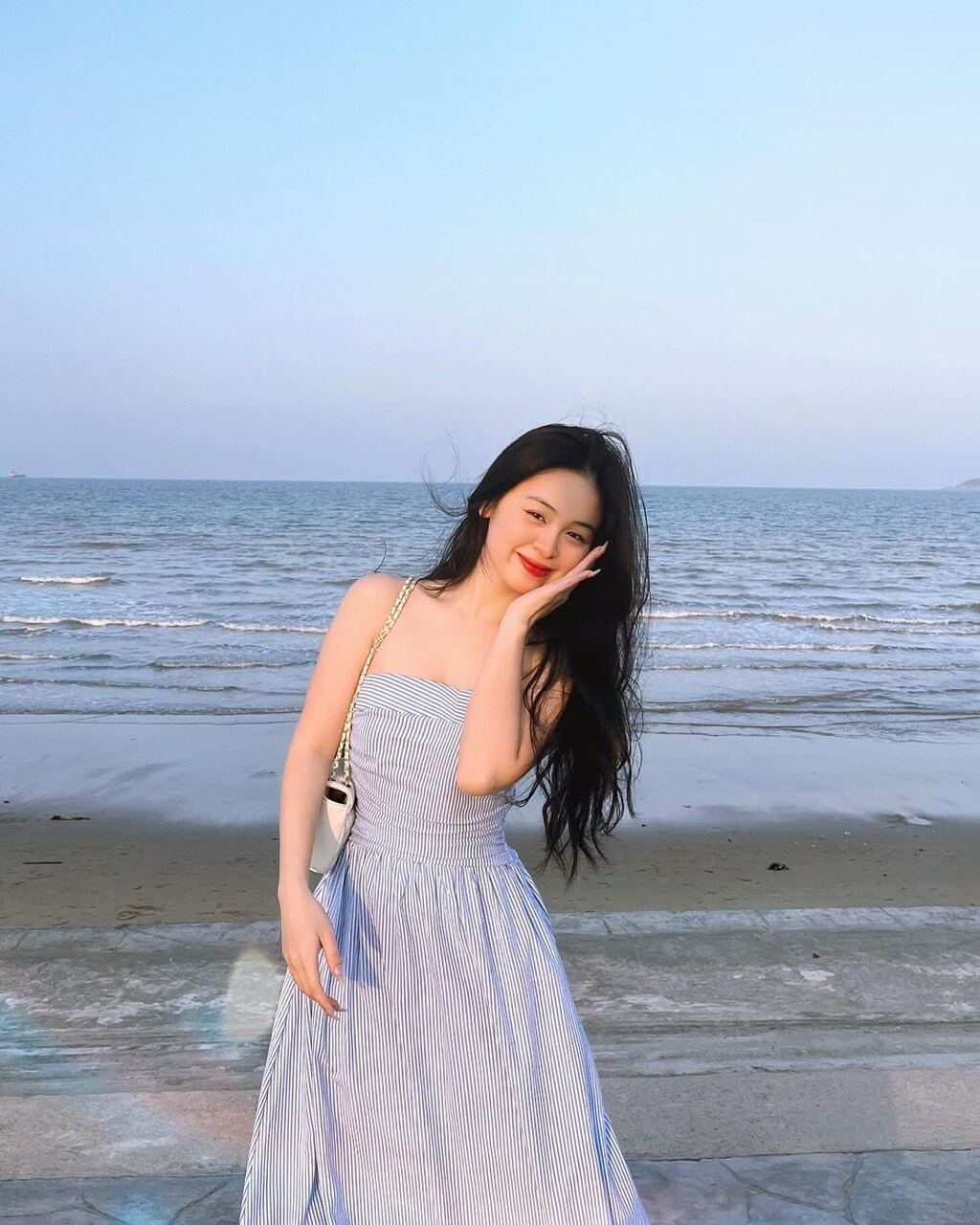 Đầm maxi cúp ngực sọc kèm cài (ảnh chụp thật của shop)
