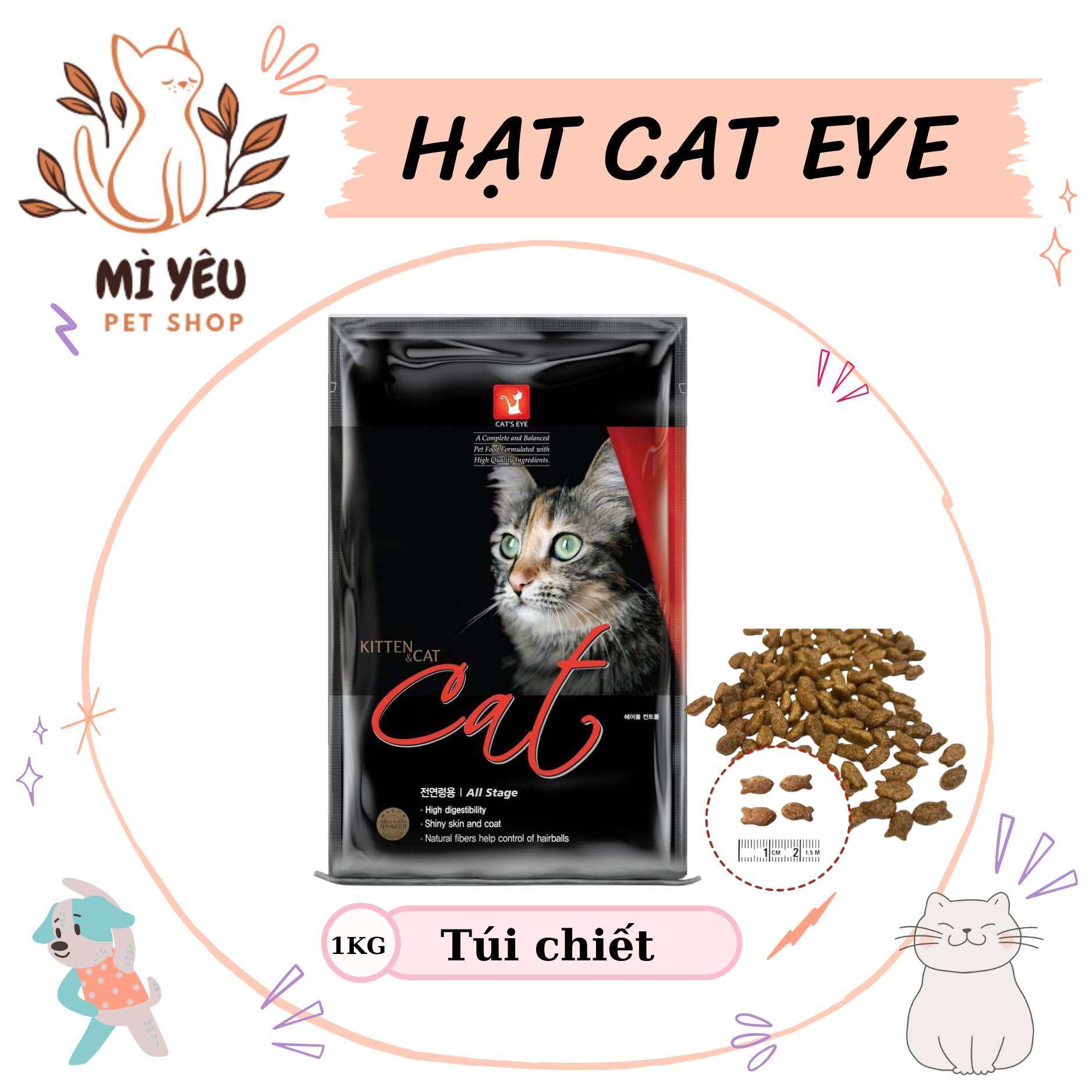 Hạt CatsE đểye cho mèo 1kg - Thức ăn khô Cat Eye cho mèo mọi lứa tuổi thơm ngon hấp dẫn