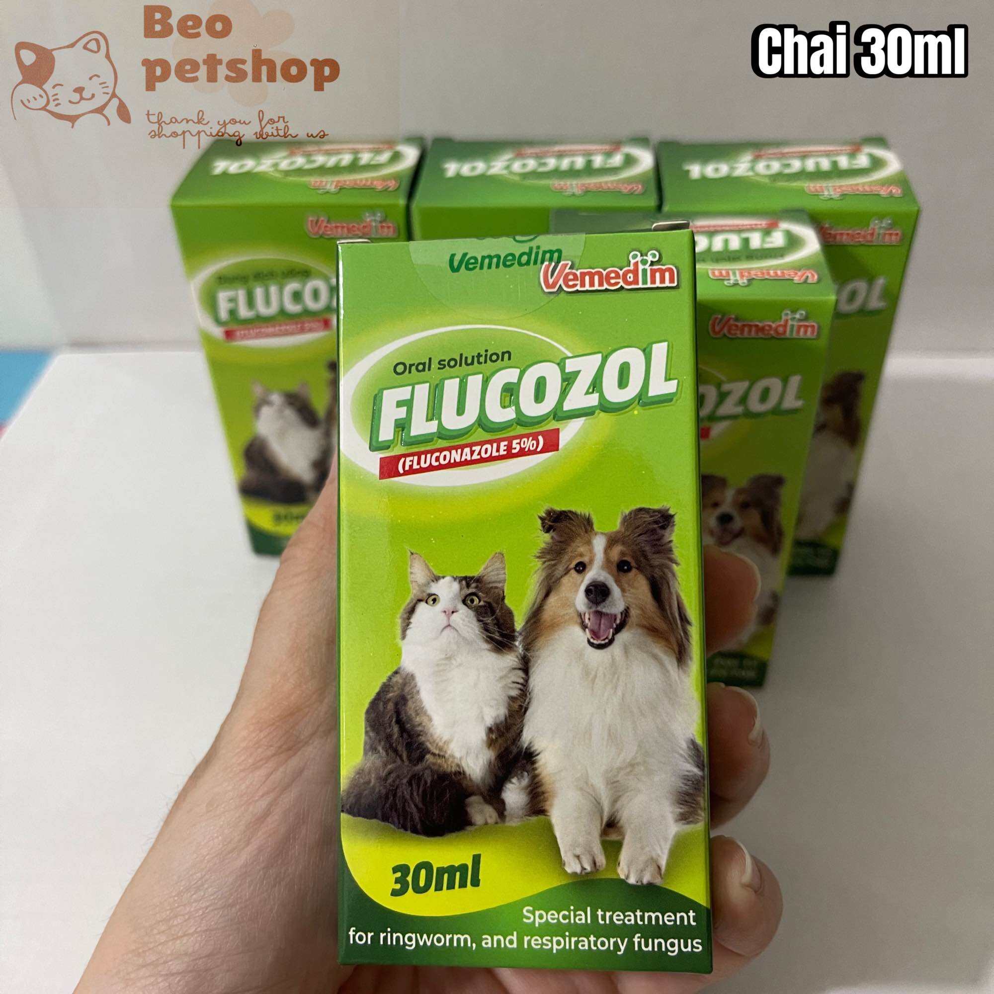 Vemedim Flucozol (pet) - Diệt Nấm ngoài da, nấm hô hấp cho thú cưng 30ml/chai