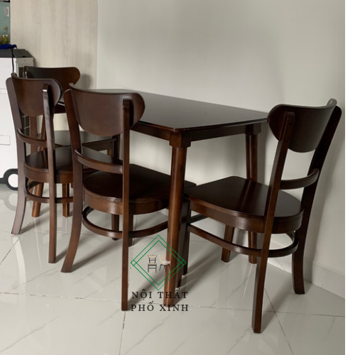 Bộ bàn ăn 4 ghế mặt gỗ