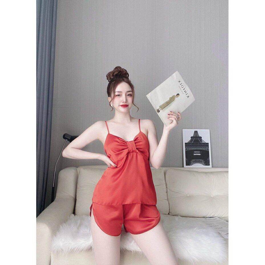 Đồ bộ phi lụa nữ dễ thương mặc nhà gợi cảm . m61