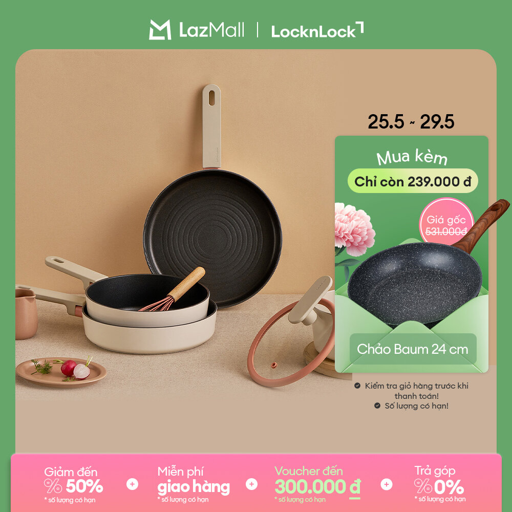 Chảo chống dính Suit Bric LocknLock fry pan dùng được bếp từ, bếp gas, bếp hồng ngoại và bếp điệnCAF2655IH,CAF2455IH,CAW2255IH