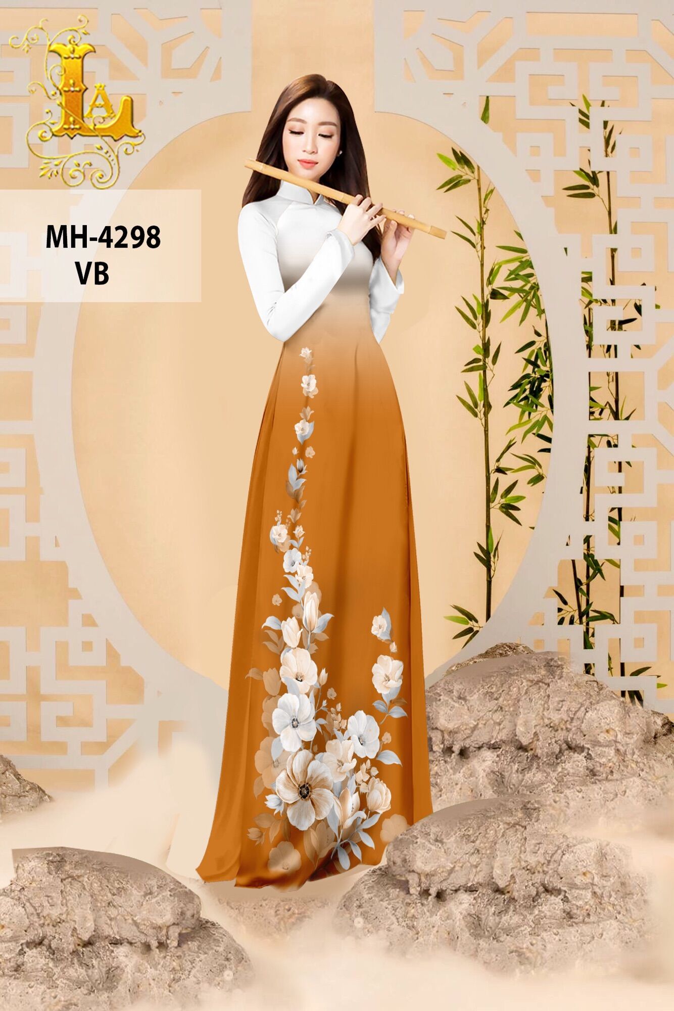 Vải áo dài in hoa 3D