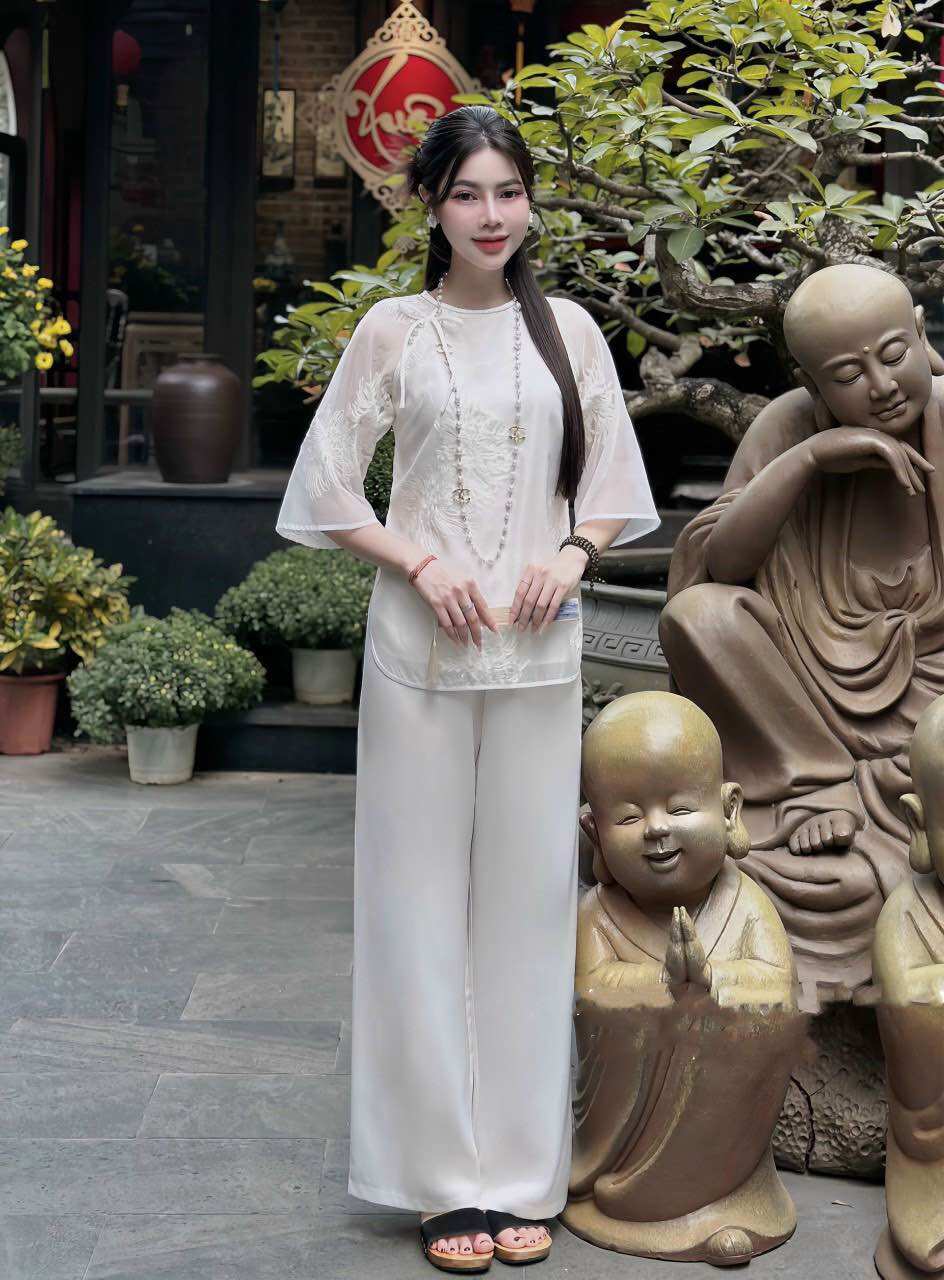 Đồ Lam Đi Chùa# _ Mẫu Mới Cao Cấp ( Chất Vải VOAN LỤA)