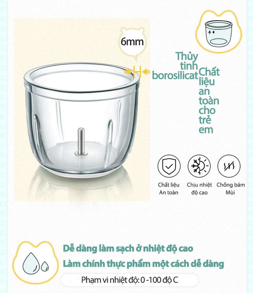 Cối thủy tinh thay thế máy xay bear 0.3l