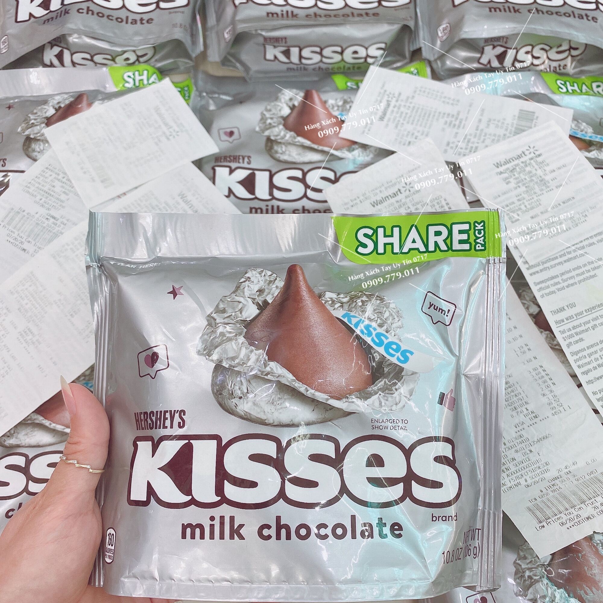 Socola bạc socola núm Hershey's Kisses Milk Chocolate Socola Kiss 306g chuẩn Mỹ