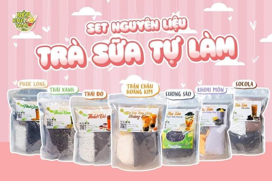 Set nguyên liệu trà sữa full topping