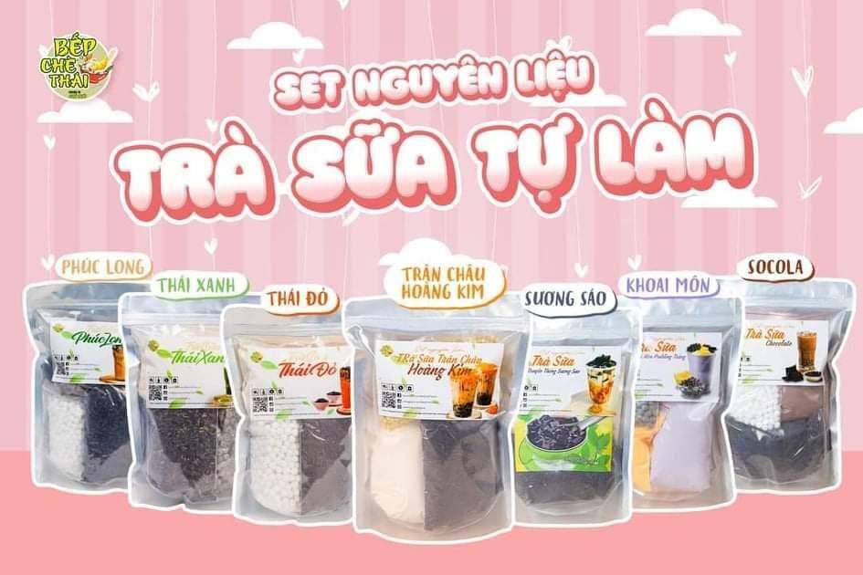 Set nguyên liệu trà sữa full topping