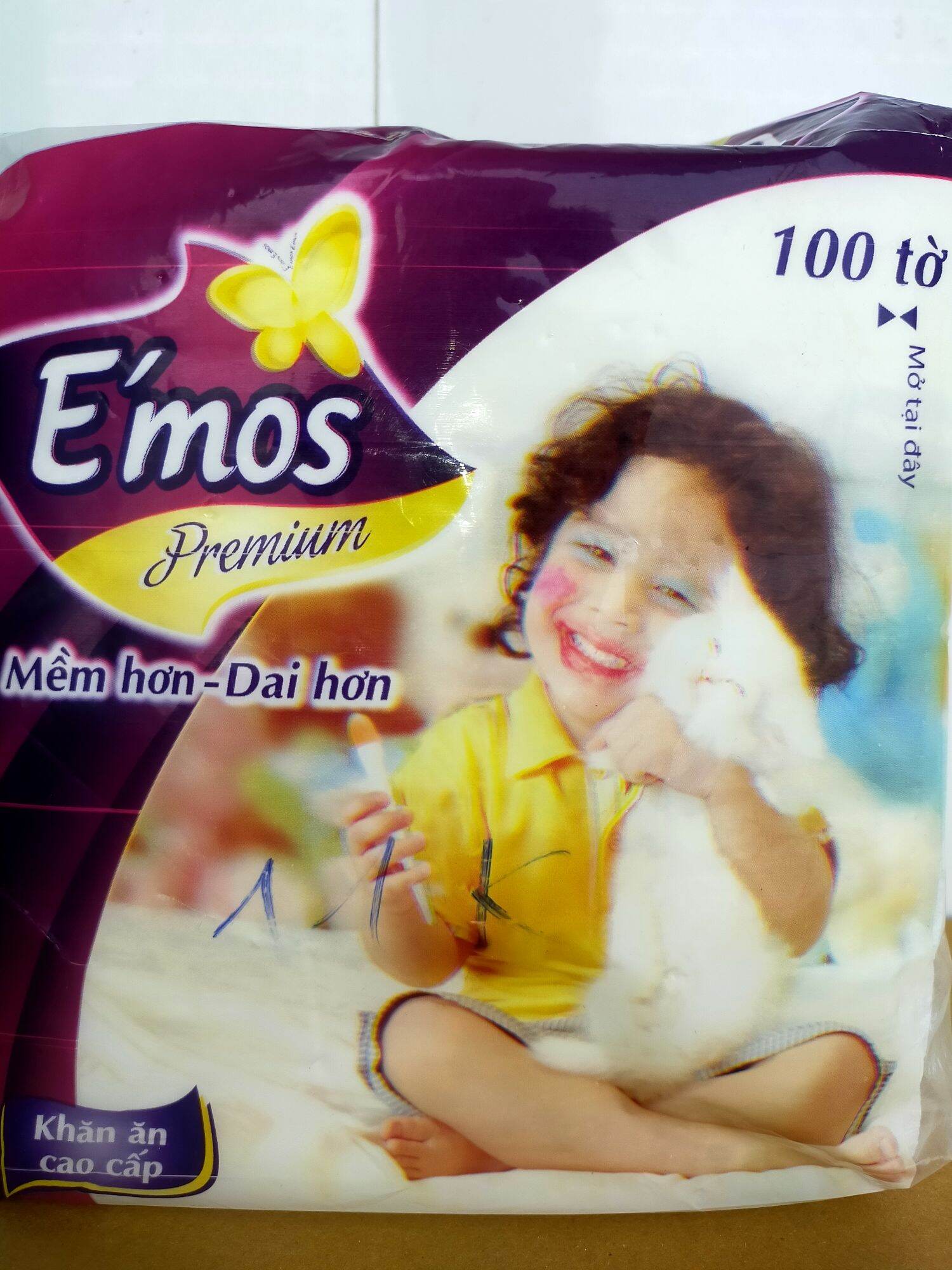 Khăn ăn cao cấp 100 Tờ E'mos premium.