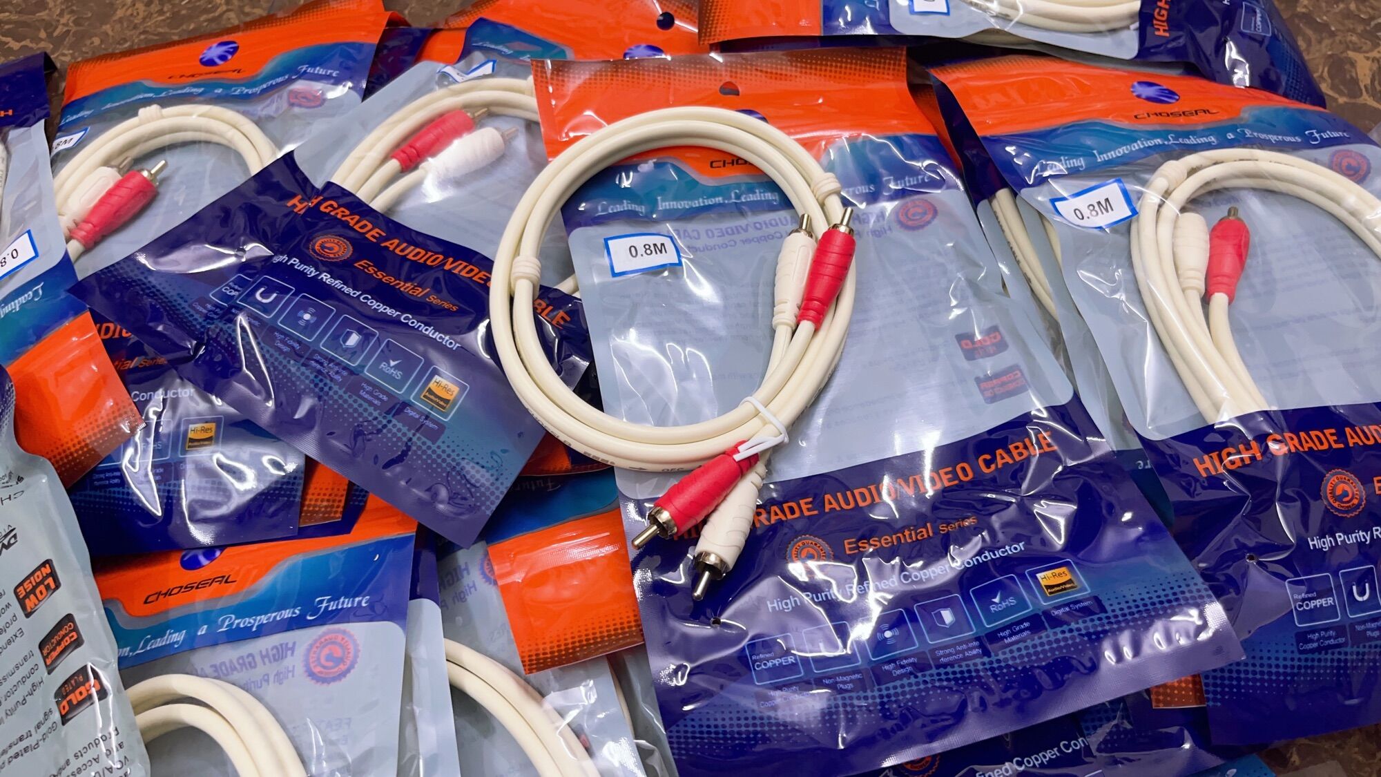 0.8m/1.8m/3m/5m/10m dây cáp audio 2 ra 2 trắng