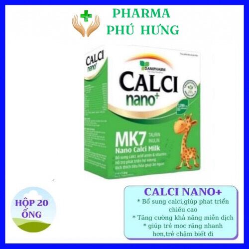 Canxi milk Nano MK7 + D3 canxi cho bé cao lớn, ăn ngon ngủ tốt - (Hộp 20 ống)