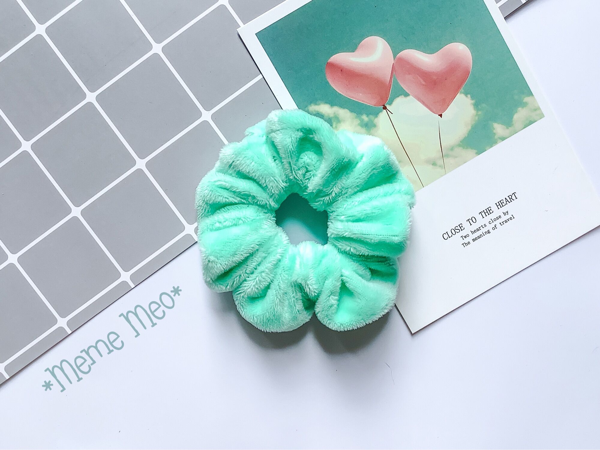 Combo scrunchies dễ thương, đồ cột tóc vải lông, size nhỏ