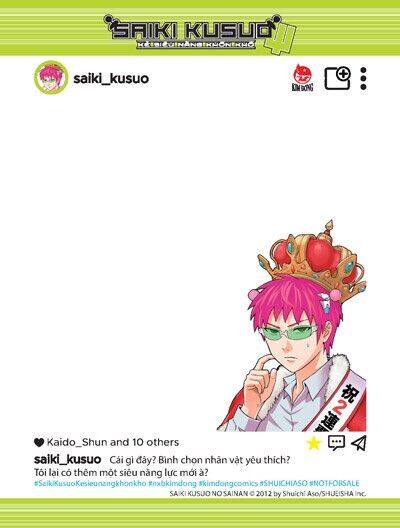 Card bo góc Saiki Kẻ siêu năng khốn khổ 10 kèm manga hồng xanh