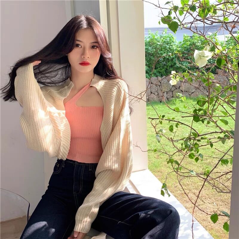 Áo khoác len cadigan nữ mỏng,kiểu blackpink tay cánh dơi