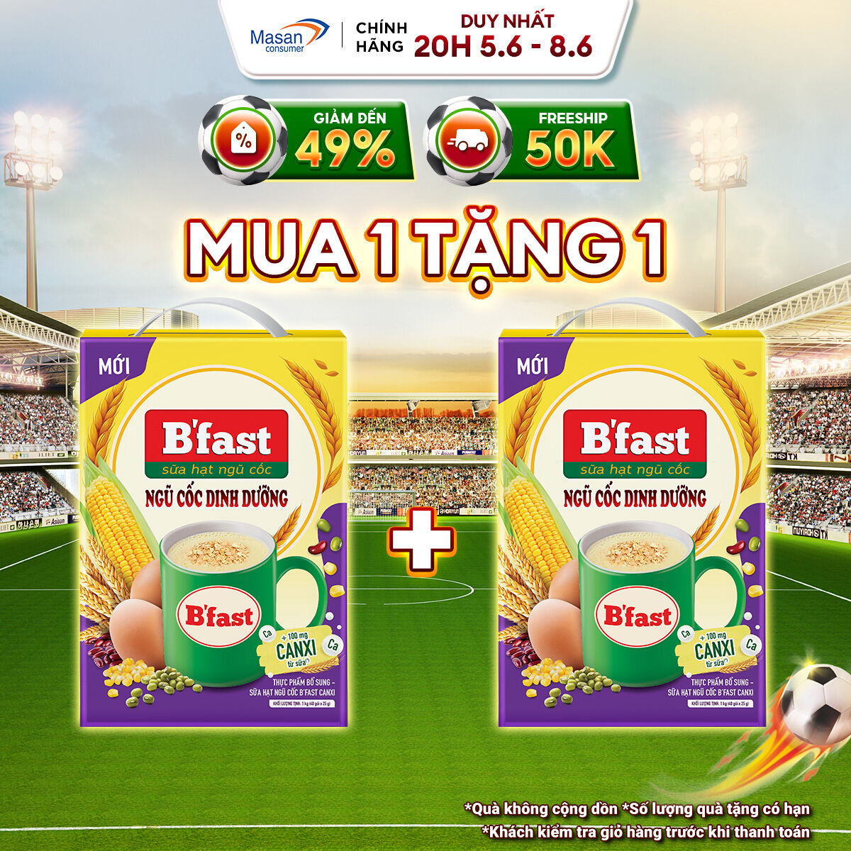 Thực phẩm bổ sung sữa hạt ngũ cốc B'fast Canxi hộp x 40gói x 25gr
