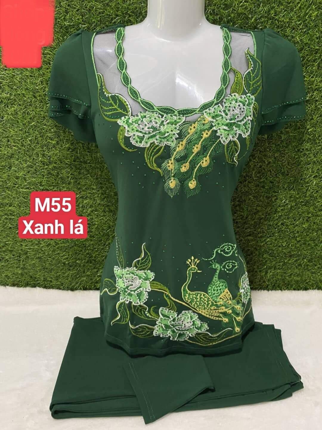 Bộ thun solen thêu hoa đính đá tay cánh tiên