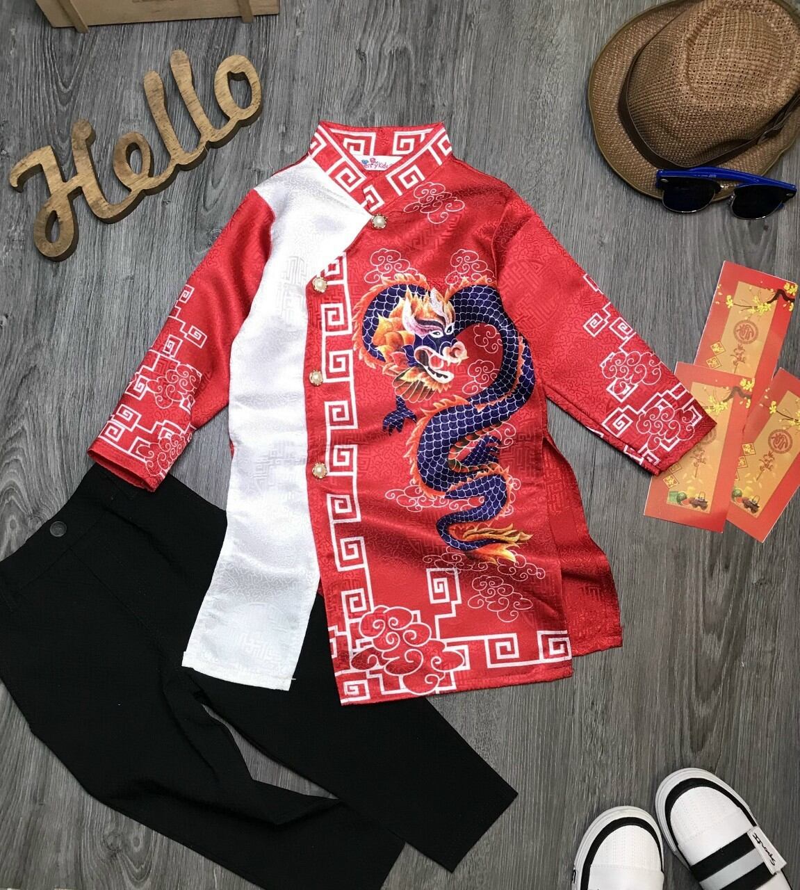 Áo Dài Gấm Bé Trái