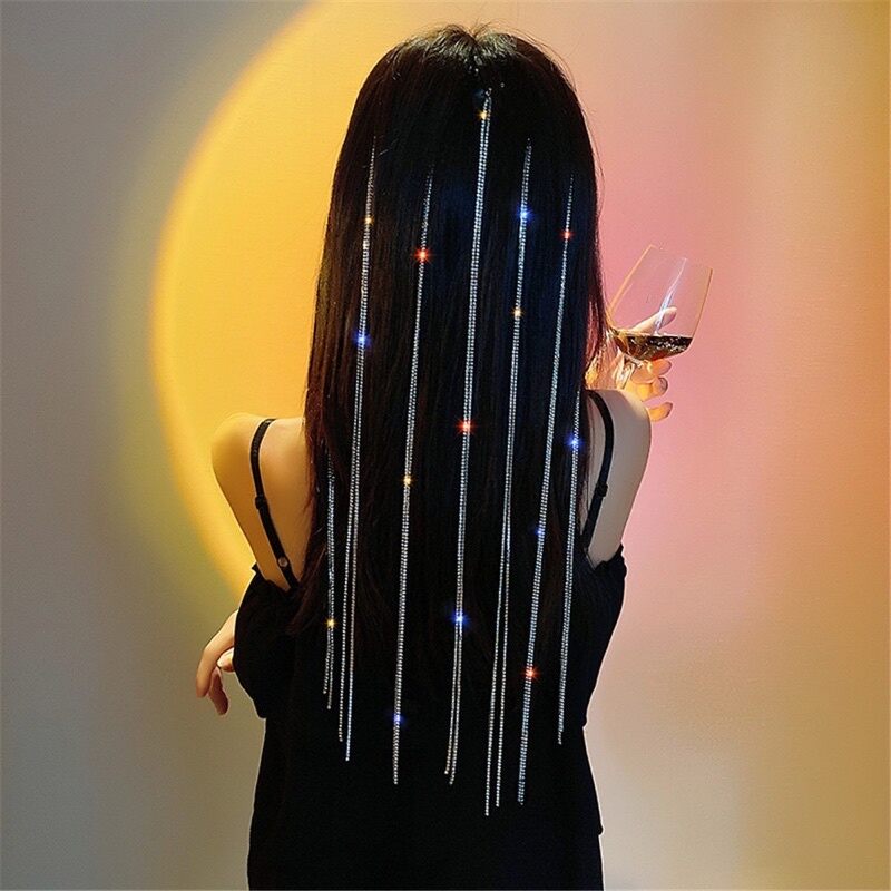 Kẹp tóc dây đá 2 line bling bilng