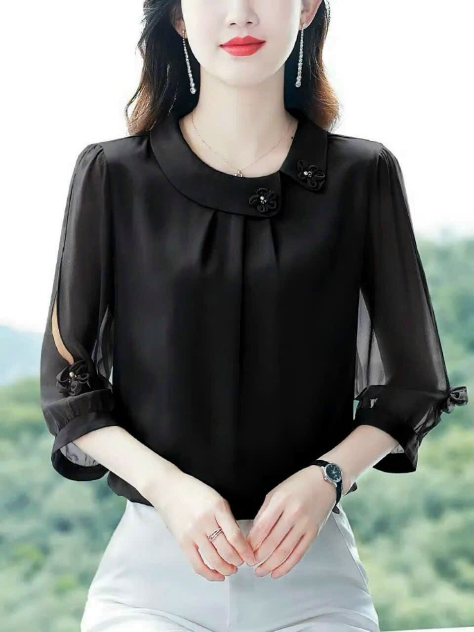 Áo Nữ Công Sở Tay Dài Phối Ren