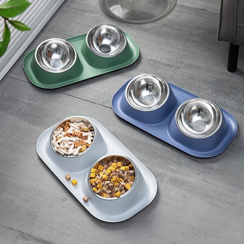 Bát ăn đôi inox chống kiến cho chó mèo