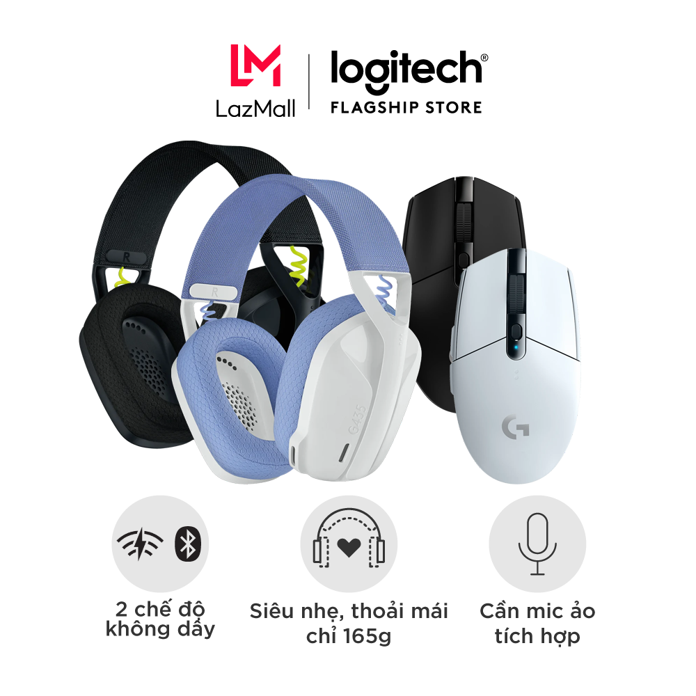 Combo Tai nghe game Logitech G435 và chuột game Logitech G304