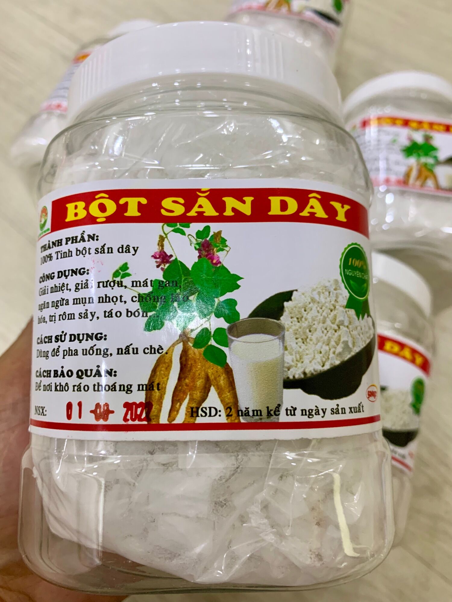 Bột sắn dây nguyên chất loại đặc biệt hũ 500gr Đặc Sản Đắk Lắk, tinh bột sắn dây nguyên chất, chất bột mịn