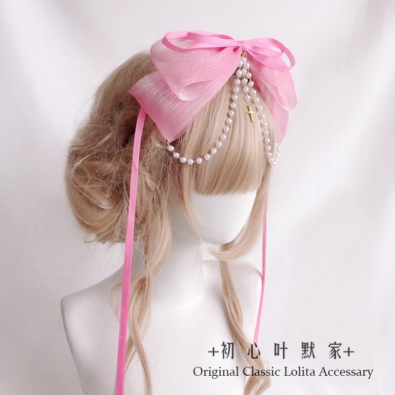 Băng đô nơ bướm hai lớp lolita tự thiết kế nguyên bản, băng đô ruy băng, băng đô, băng đô, băng đô, băng đô, phụ kiện tóc