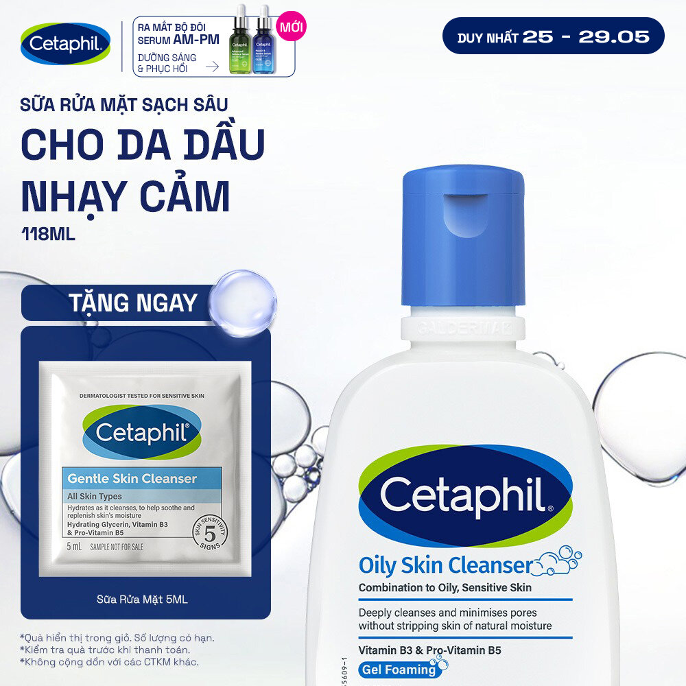 Sữa rửa mặt dịu lành cho da dầu nhạy cảm CETAPHIL OILY SKIN CLEANSER 118ML