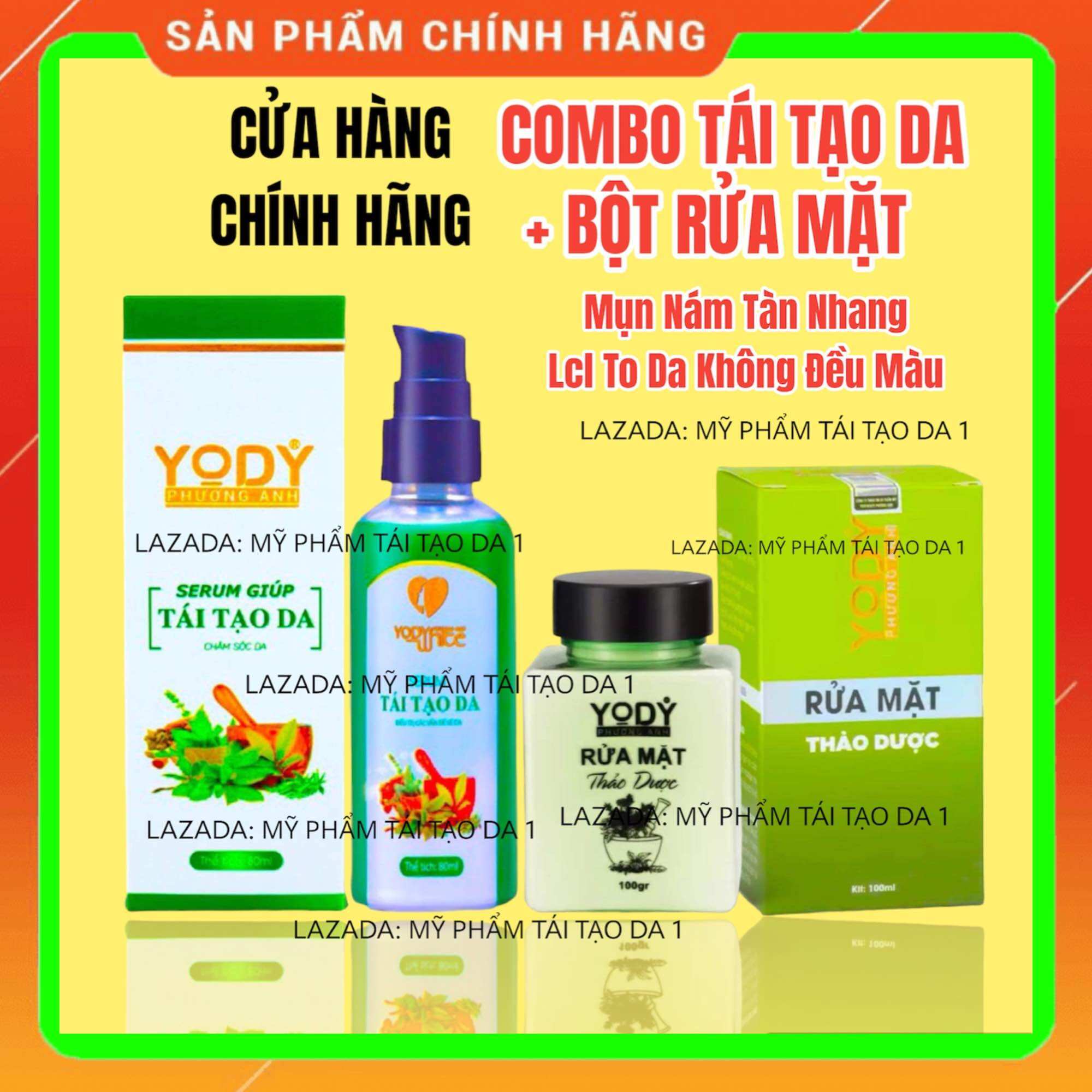 COMBO 3 BỘ TÁI TẠO DA PHƯƠNG ANH ( gồm 3 Serum Tái Tạo Da + 3 Bột Rửa Mặt)