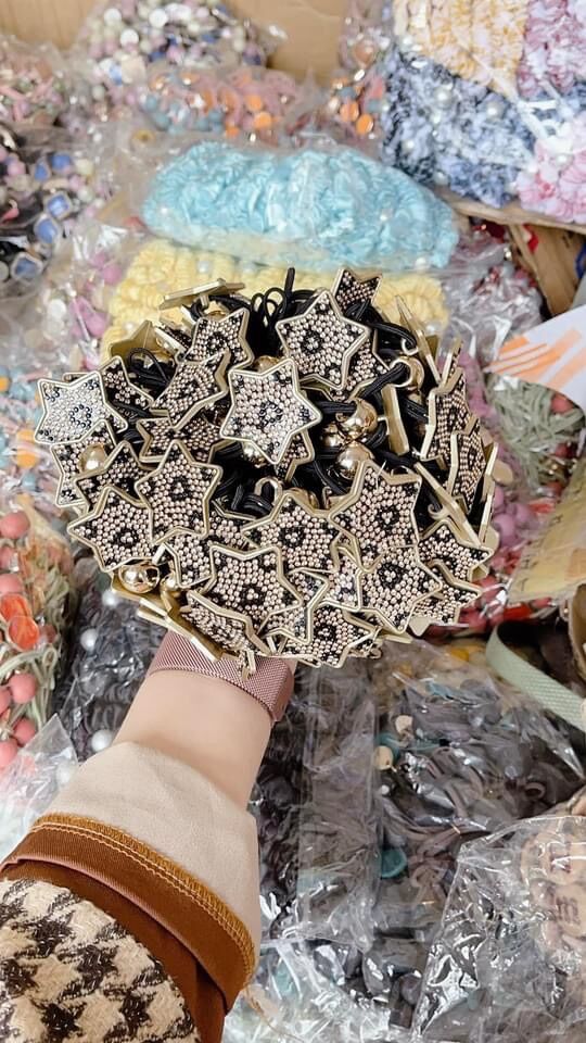[ SET 2 SOI ] Dây chun cột tóc buộc tóc Hàn quốc bản ngôi sao đính đá