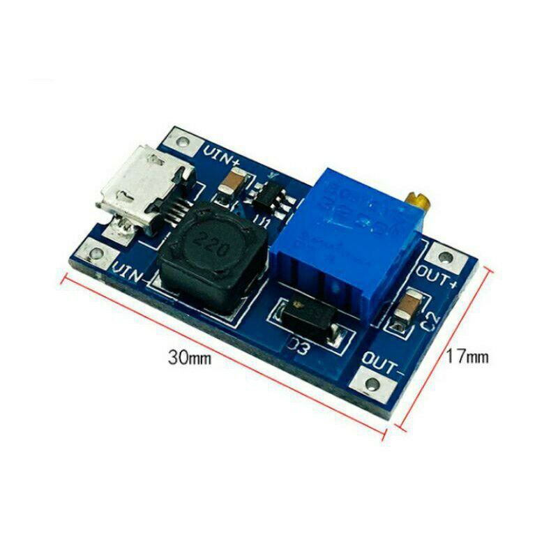 0Mạch Tăng áp (Boost) DC 2 - 20V sang 5 - 28V cổng Micro USB