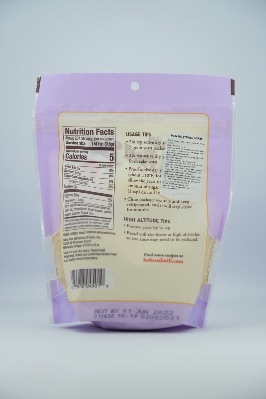 Men nở hữu cơ Bob’s red mill túi 227gr