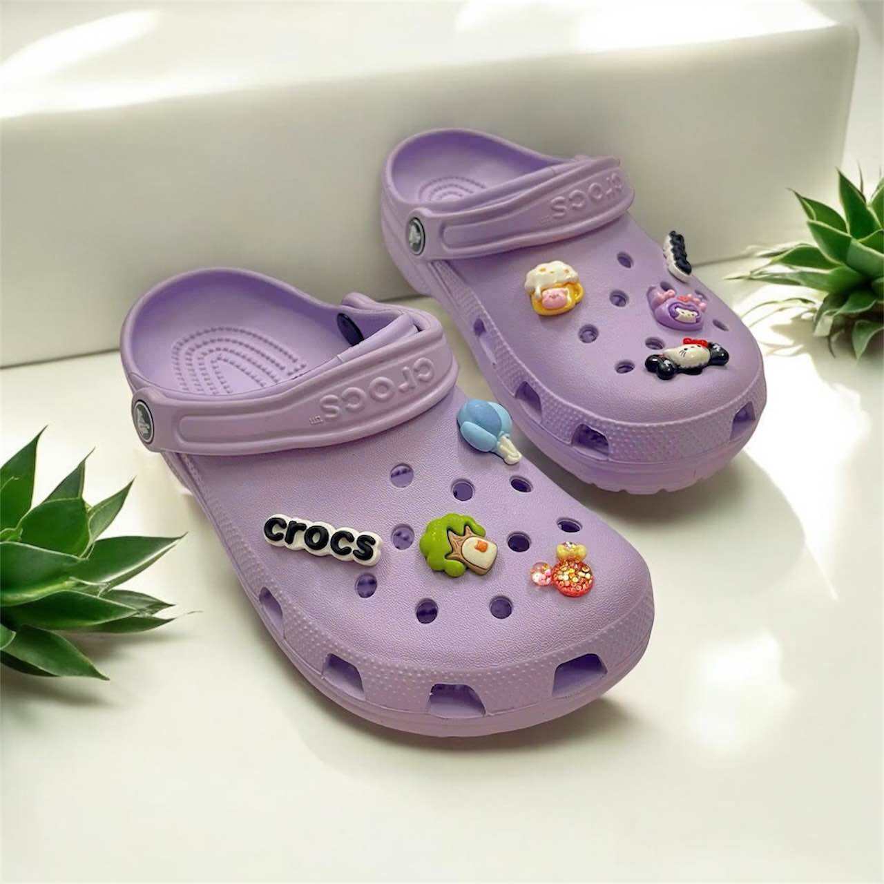 [Chính hãng-lỗi 1 cắt-size 38/39/40] Dép crocs tím nam nữ STKM đi biển đi chơi bao êm tặng sticker t
