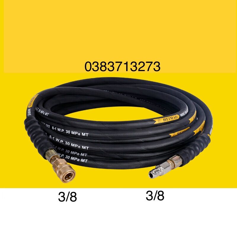 Dây rửa xe 3 lớp bố thép cao áp 10m + kèm khớp nối nhanh 3/8