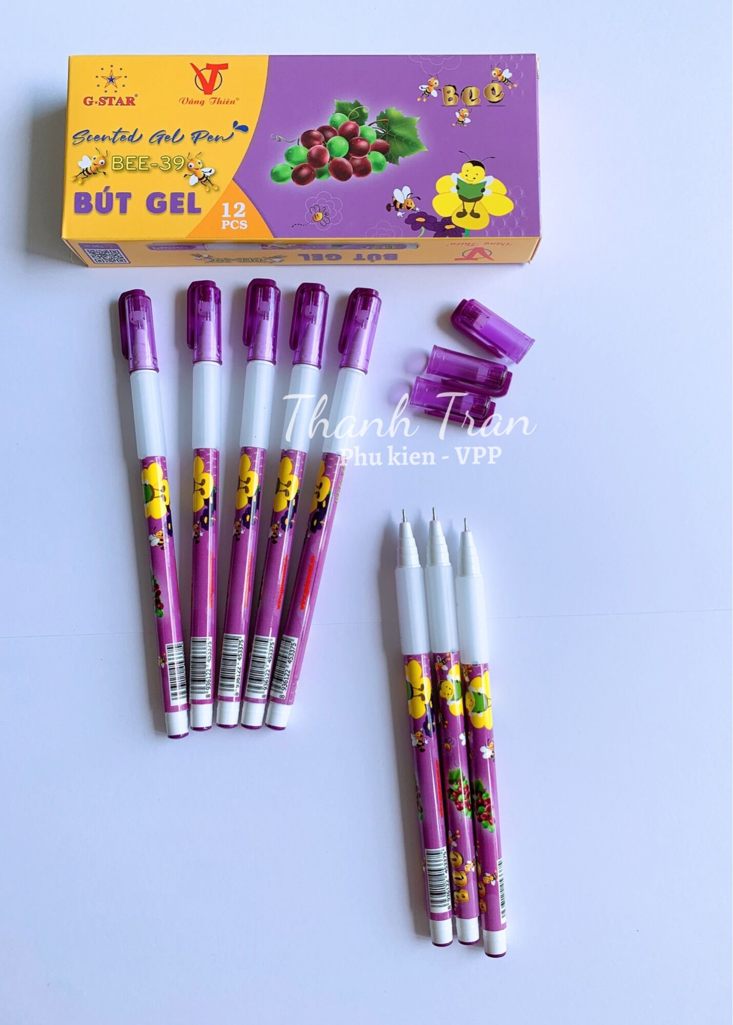 Hộp 12 cây bút gel Bee39 có mùi thơm (ngòi 0.5mm) dành cho học sinh tiểu học