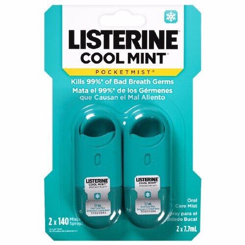 Bộ 2 Xịt Thơm Miệng Listerine Cool Mint Pocket Mist 2*7.7Ml Mỹ