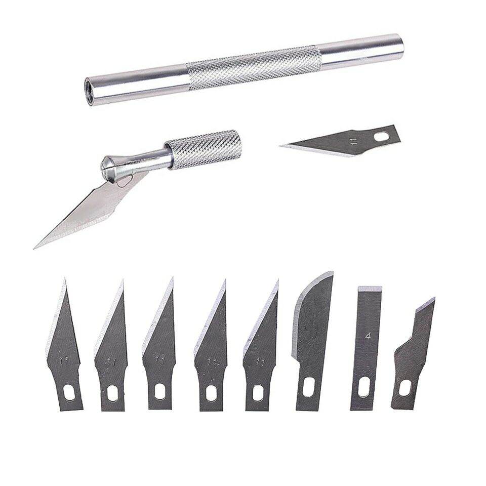 Dao điêu khắc, dao trổ cán bạc, tặng kèm 5 lưỡi dự phòng