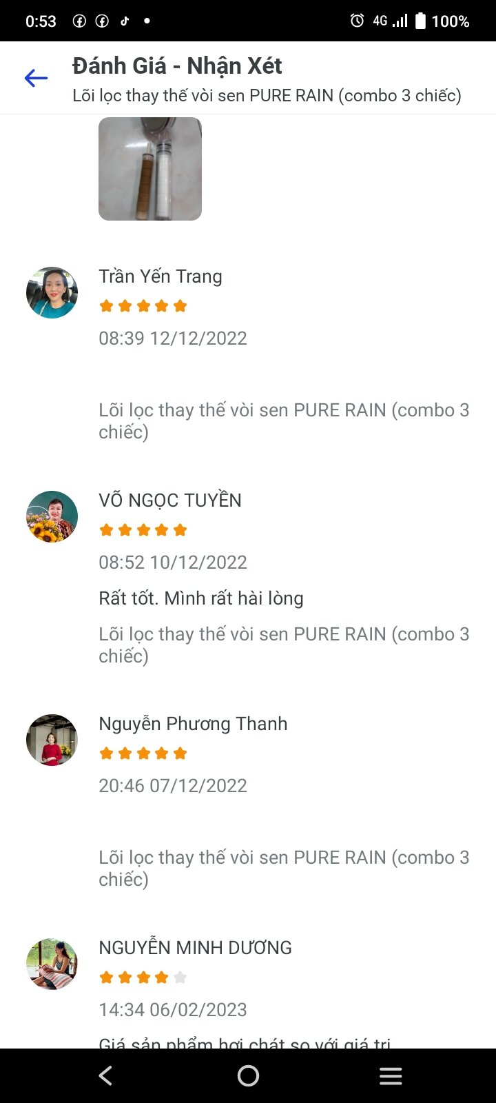 Combo 3 lõi thay thế sen vòi Pure Rain