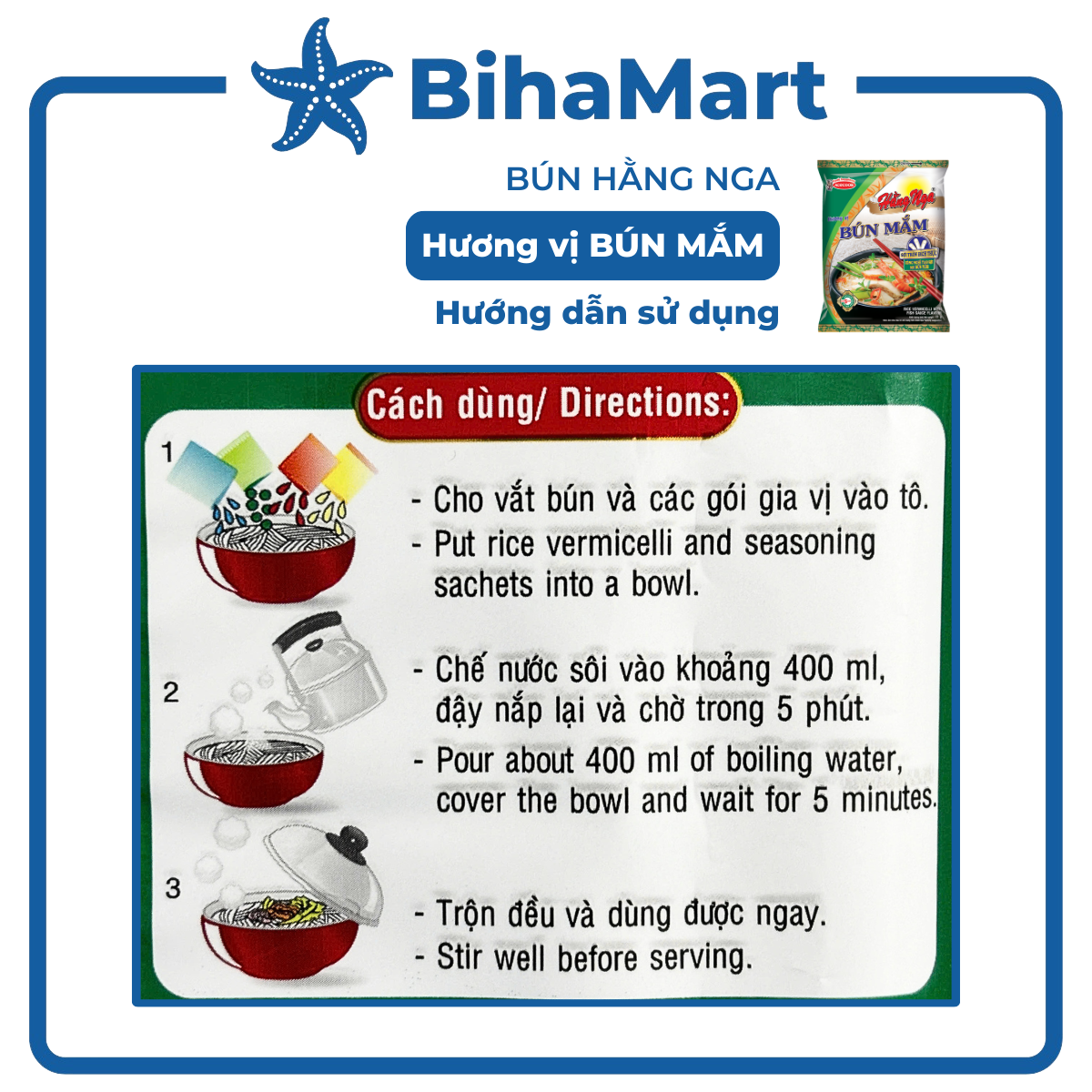 [SET 5 GÓI] - ACECOOK - Bún mắm Hằng Nga, Hằng Nga Bún mắm, Bún Hằng Nga hương vị Bún mắm, Bún mắm Acecook (72g/gói)