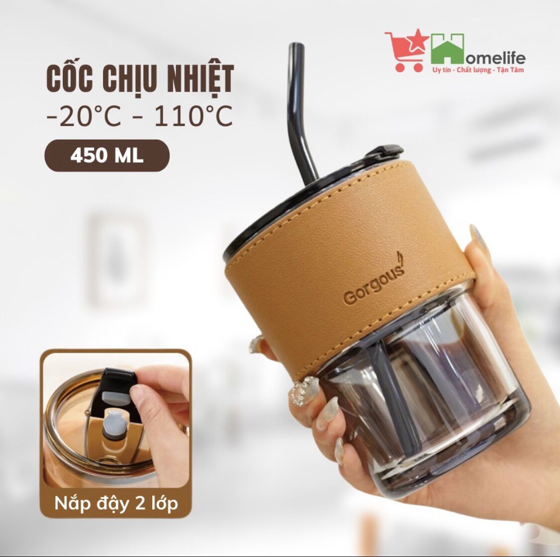 Cốc Thuỷ Tinh bọc da chống nóng